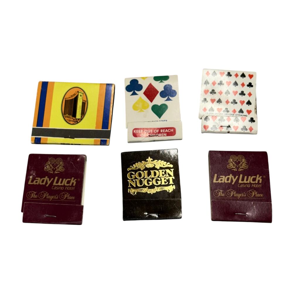 Lot 6 Vintage Las Vegas Casino Matchbooks Hilton Lady Luck Golden Nugget - Picture 2 of 6